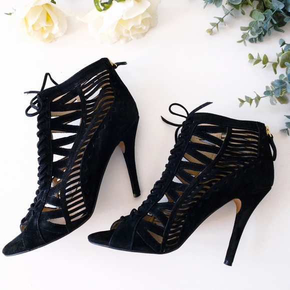 Nine West Shoes - Nine West Angellica Lace Up Booties in Black Suede